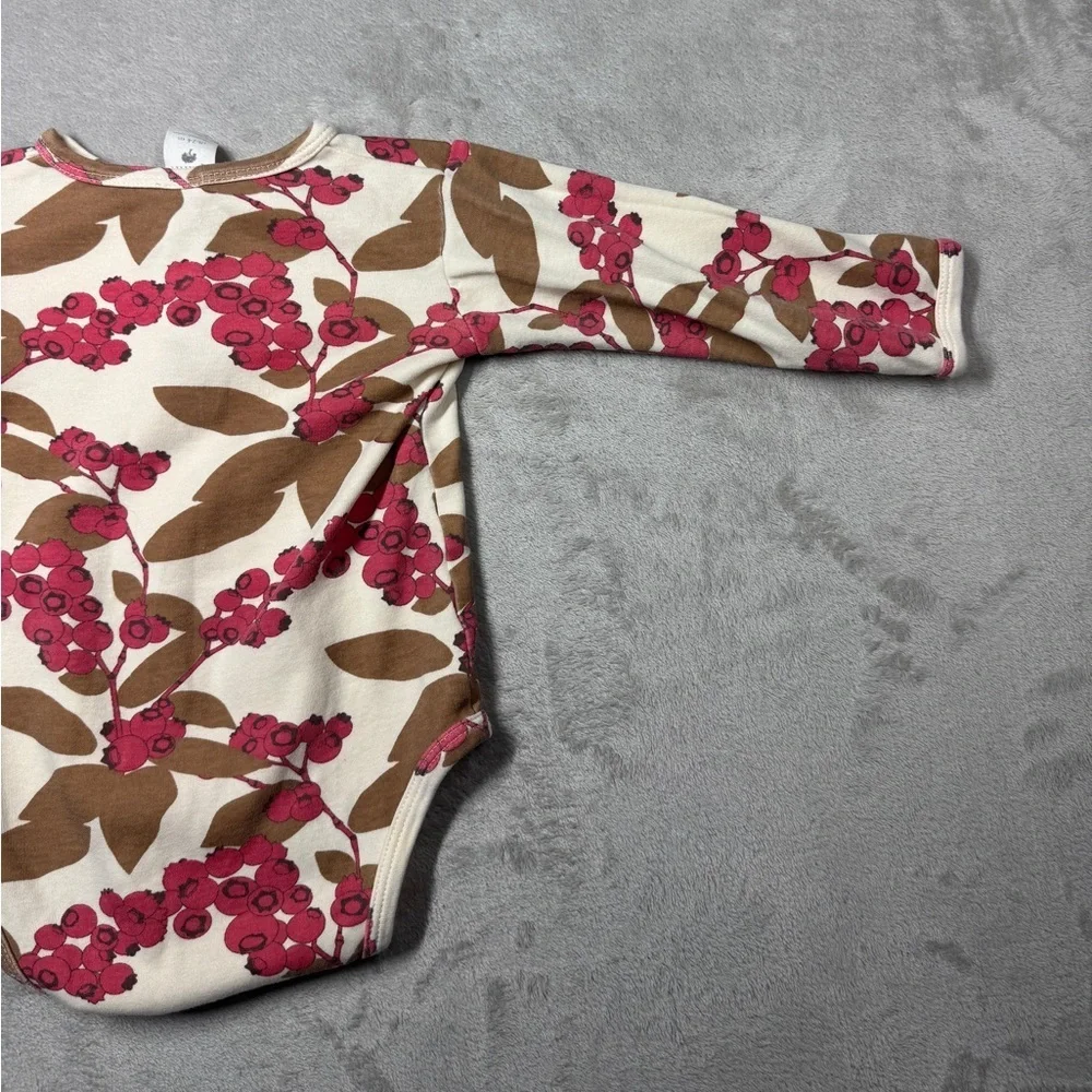 Kate Quinn Cranberry Print 100% Organic Cotton Long Sleeve Bodysuit 18-24 M